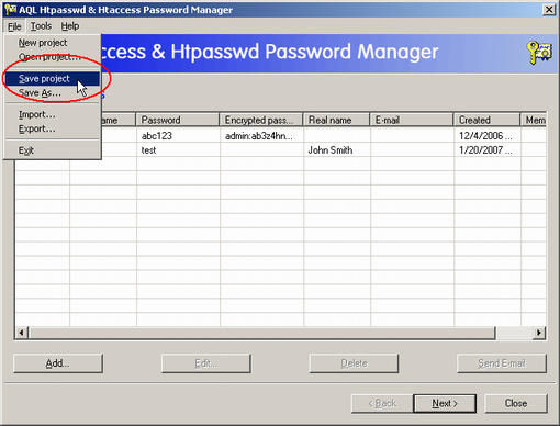 press menu: File -> Save project, the data will be saved