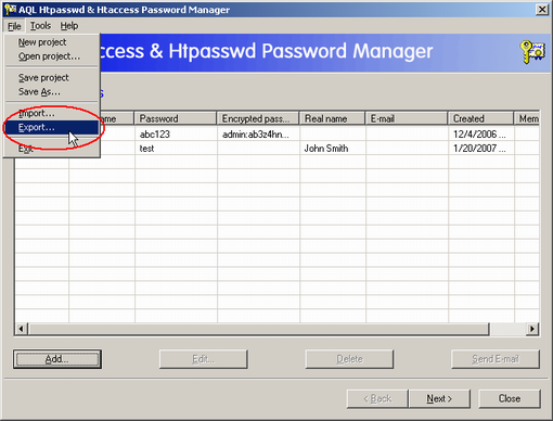 Press menu: File -> Export...