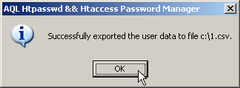 Successfully exported the user data to file c:\1.csv