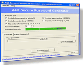 AQL Secure Password Generator allows you to create random